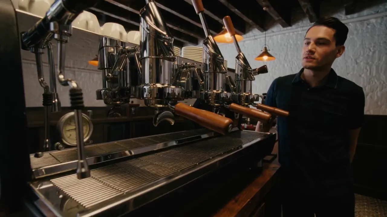 The espresso machine on the bar, mid-morning.