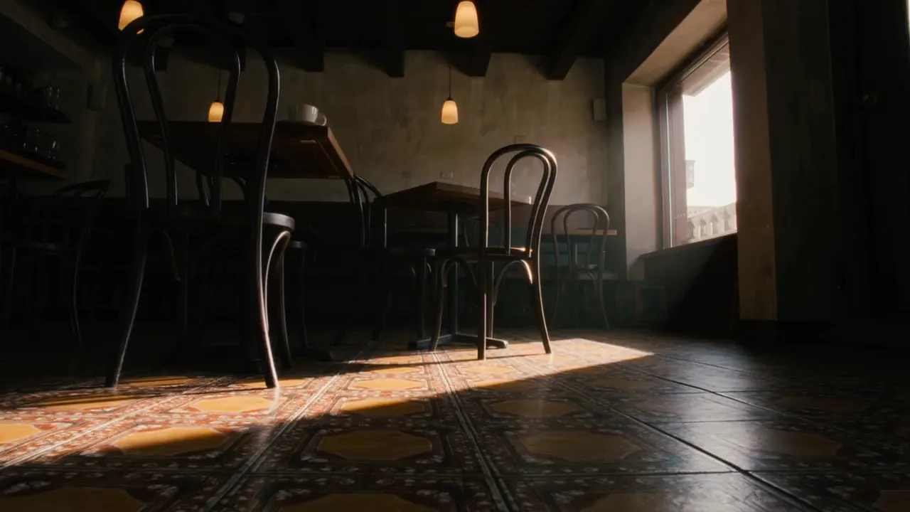 Late afternoon light falling across the corner table.